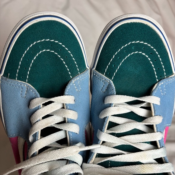 VANS SK8-Hi Top Suede Skater Shoe - Bright Colorblock Men 7 Women 8.5 - Picture 8 of 13